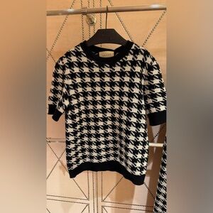 GUCCI

Houndstooth Short-Sleeved Wool-Knit Jumper